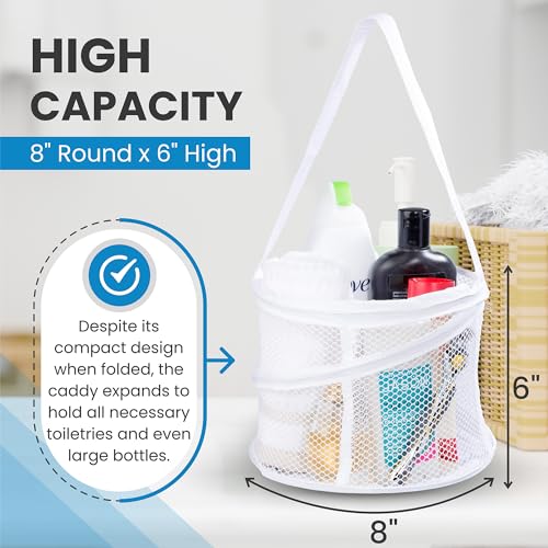Handy Laundry Foldable Shower Caddy - Collapsible, Portable, Drainage Hole, Carry Handle, Large Compartments, Great Organizer for Camp, Travel, Gym, and Dorm (White) - Image 3