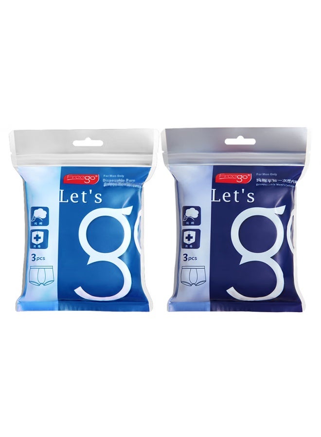 Free Go Freego Men's Disposable Cotton Boxer Briefs, Antibacterial And Wash-free, Travel And Business Men's Mixed Color 6-pack 4XL - Image 3