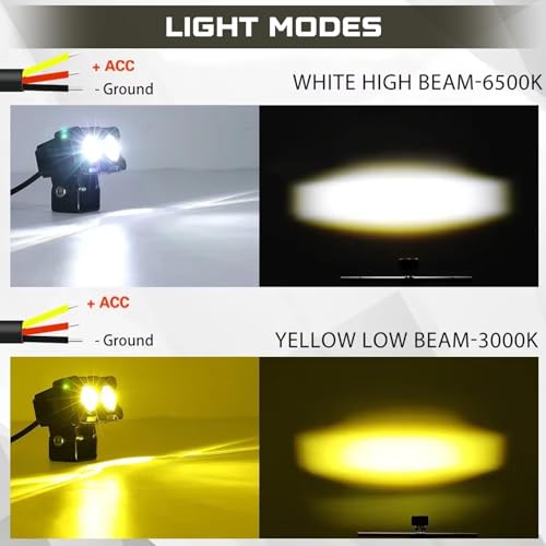 OTO2EYE Super Bright LED Fog Light Lens Projector, Dual Colour White and Yellow, Triple Mode, For Motorbikes, Cars, Scooties, ATVs (White, Pack of 2) - Image 5