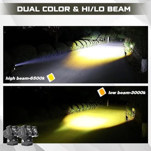 OTO2EYE Super Bright LED Fog Light Lens Projector, Dual Colour White and Yellow, Triple Mode, For Motorbikes, Cars, Scooties, ATVs (White, Pack of 2) - Image 4