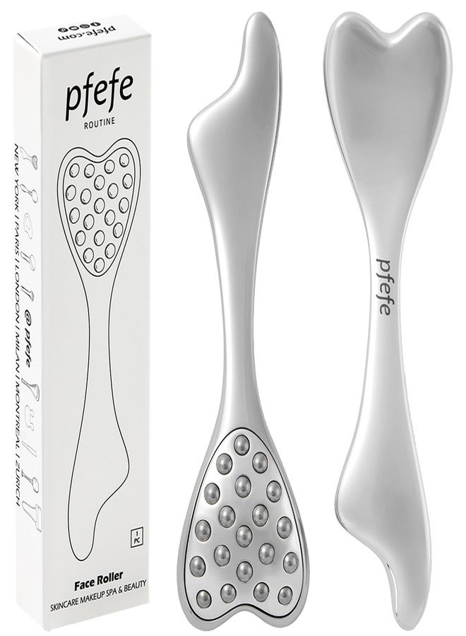 pfefe Stainless Steel Gua Sha & Face Roller, 3-in-1 Dolphin Facial Roller for Esthetician Supplies Women Gift, Skin Care Tool for Puffiness, Wrinkles, Dark Circles (1 Pc) - Image 1