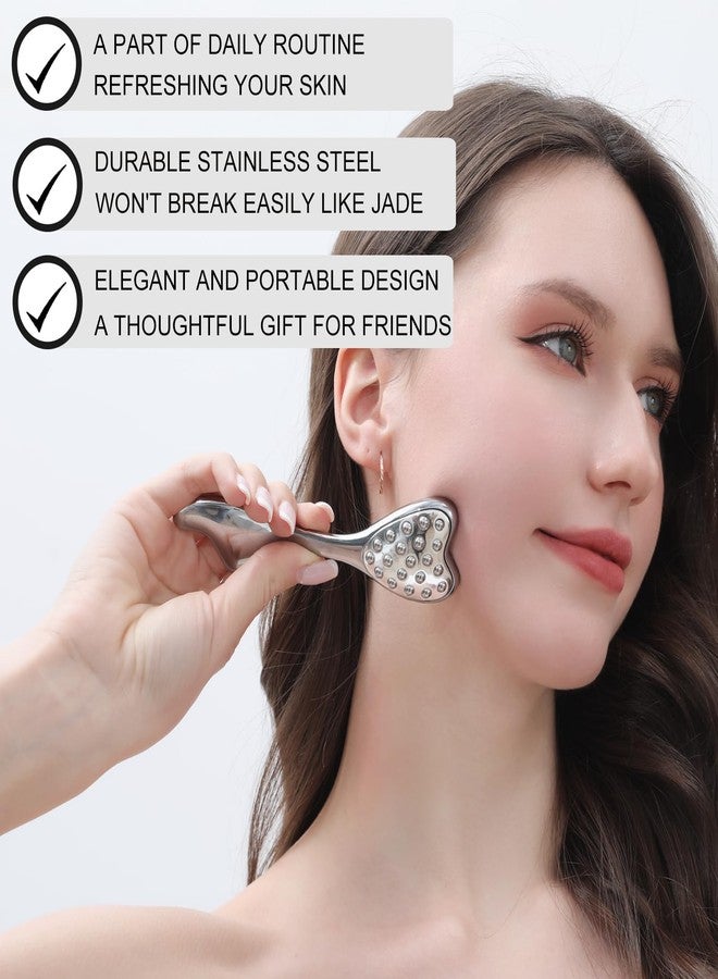 pfefe Stainless Steel Gua Sha & Face Roller, 3-in-1 Dolphin Facial Roller for Esthetician Supplies Women Gift, Skin Care Tool for Puffiness, Wrinkles, Dark Circles (1 Pc) - Image 4