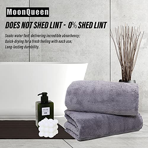 MOONQUEEN 2 Pack Premium Bath Towel Set - Quick Drying - Microfiber Coral Velvet Highly Absorbent Towels - Multipurpose Use as Bath Fitness, Bathroom, Shower, Sports, Yoga Towel (Grey) - Image 3
