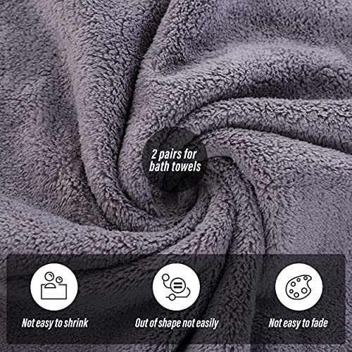 MOONQUEEN 2 Pack Premium Bath Towel Set - Quick Drying - Microfiber Coral Velvet Highly Absorbent Towels - Multipurpose Use as Bath Fitness, Bathroom, Shower, Sports, Yoga Towel (Grey) - Image 4