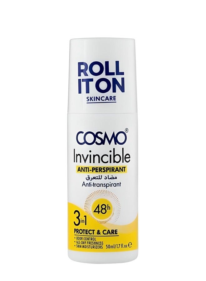 COSMO 2 Pieces Roll It On Skin Care Invincible Anti Perspirant 48h 3 in 1  - Image 2