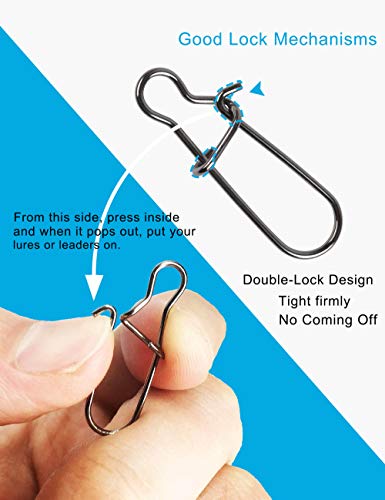 Facikono Fishing Duo Lock Snaps Swivel for Saltwater Freshwater, Fast Change Snaps Light Tackle Lures Connector - Image 3