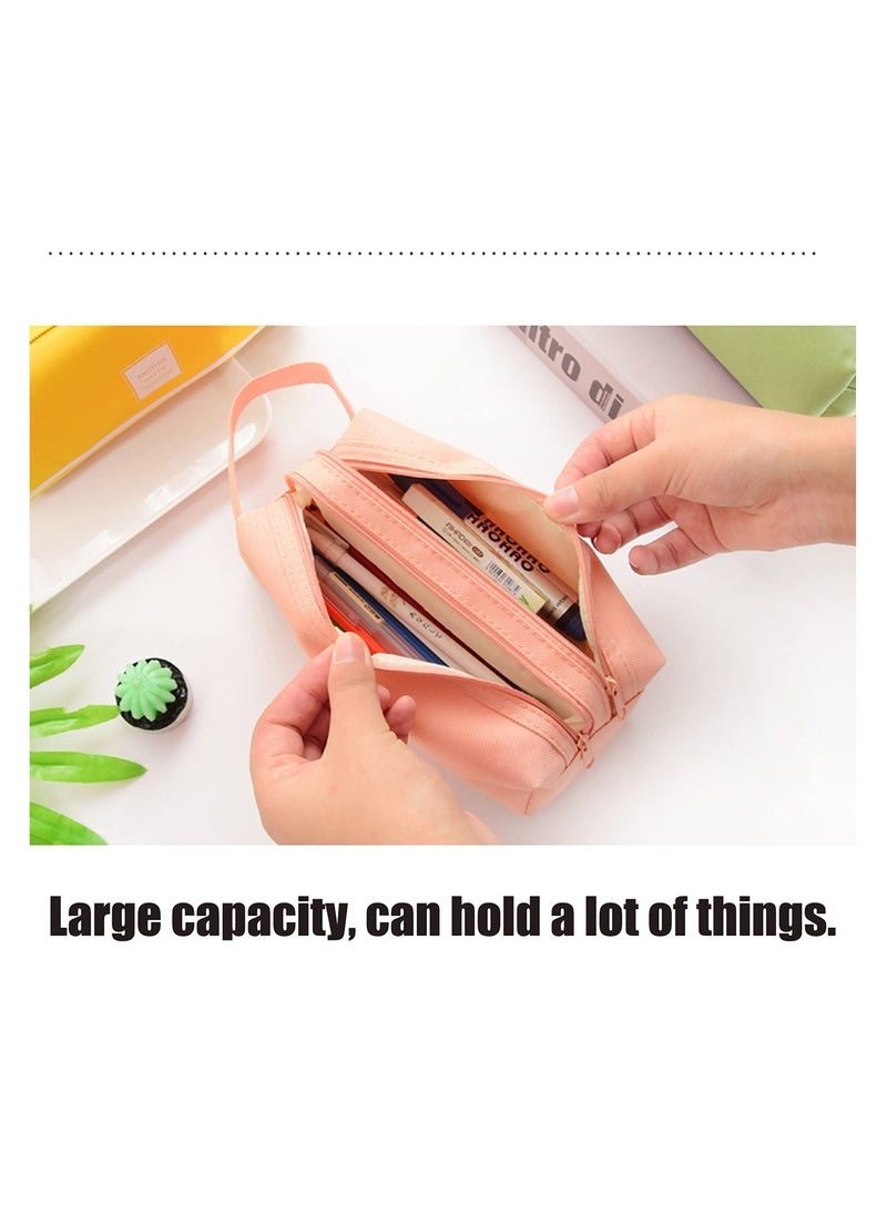 SYOSI Simple Pencil Case Large Capacity 2 PCS, Stationery Bag Compartments canvas Large Pencil Bag, Double Layer Double Zipper Makeup Bag Office College School Gift For Adults Teen Girl Boy Storage Bags  - Image 2