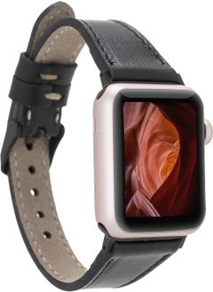 Apple Watch Compatible Leather Band 42-44-45MM Slim Rst1 Black