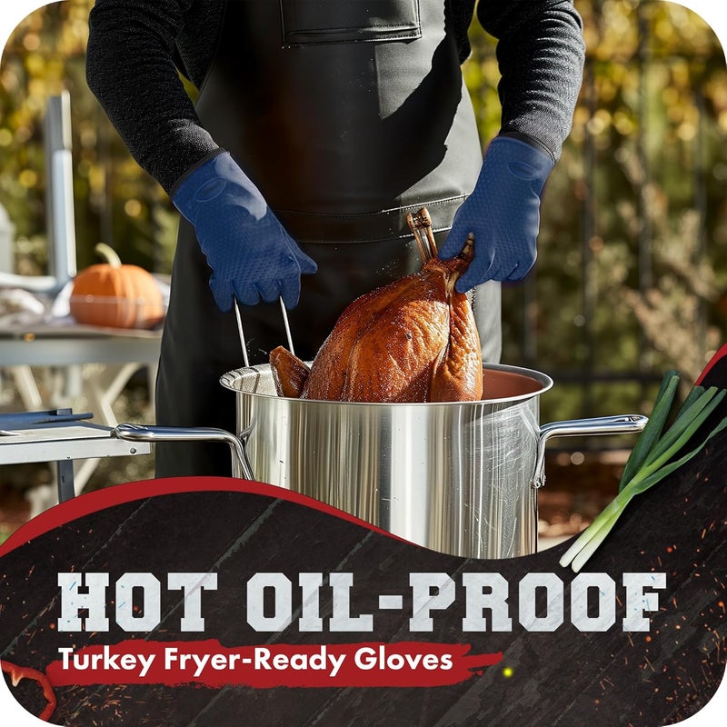 Kitchen perfection Silicone Smoker Oven Gloves -Extreme Heat Resistant BBQ Gloves -Handle Hot Food Right on Your Smoker Grill Fryer Pit|Waterproof Oven Mitts Grill Gloves |Superior Value Set+3 Bonuses - Image 4