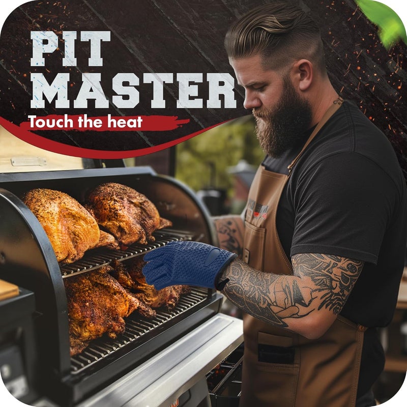 Kitchen perfection Silicone Smoker Oven Gloves -Extreme Heat Resistant BBQ Gloves -Handle Hot Food Right on Your Smoker Grill Fryer Pit|Waterproof Oven Mitts Grill Gloves |Superior Value Set+3 Bonuses - Image 2
