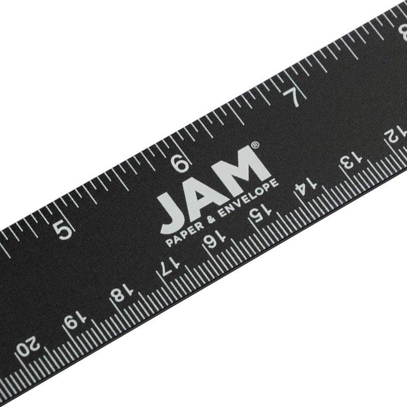 JAM PAPER Strong Aluminum Ruler - 12 Inch - Metal Ruler with Non-Skid Cork Backing - Black Metallic - Sold Individually - Image 3