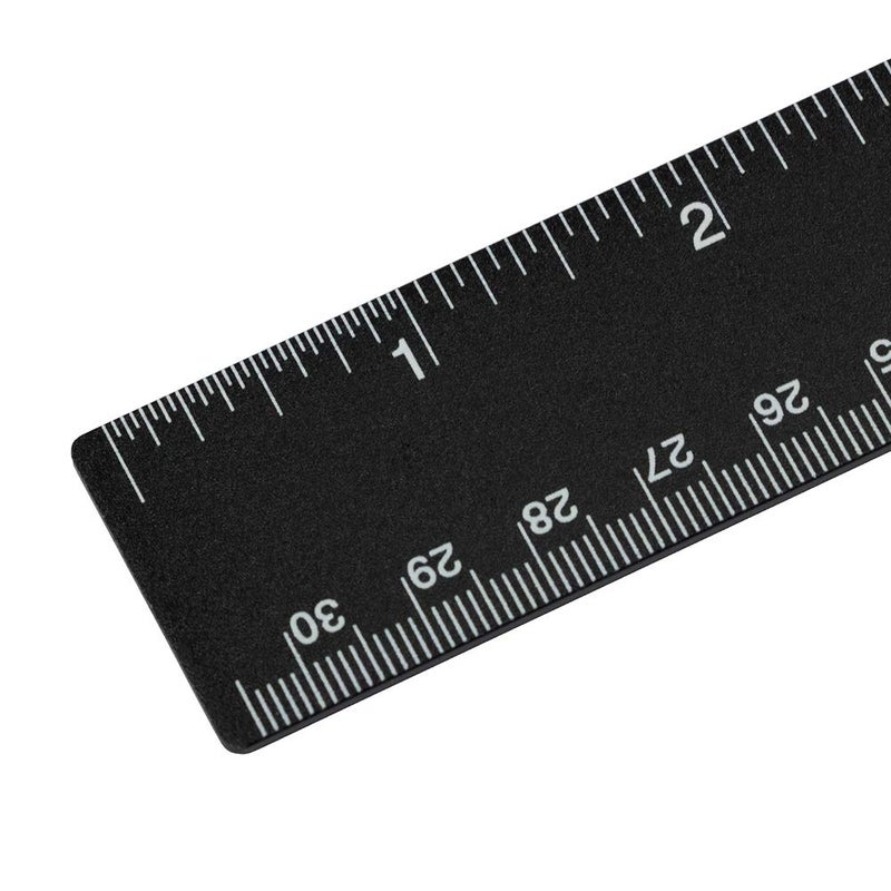 JAM PAPER Strong Aluminum Ruler - 12 Inch - Metal Ruler with Non-Skid Cork Backing - Black Metallic - Sold Individually - Image 2