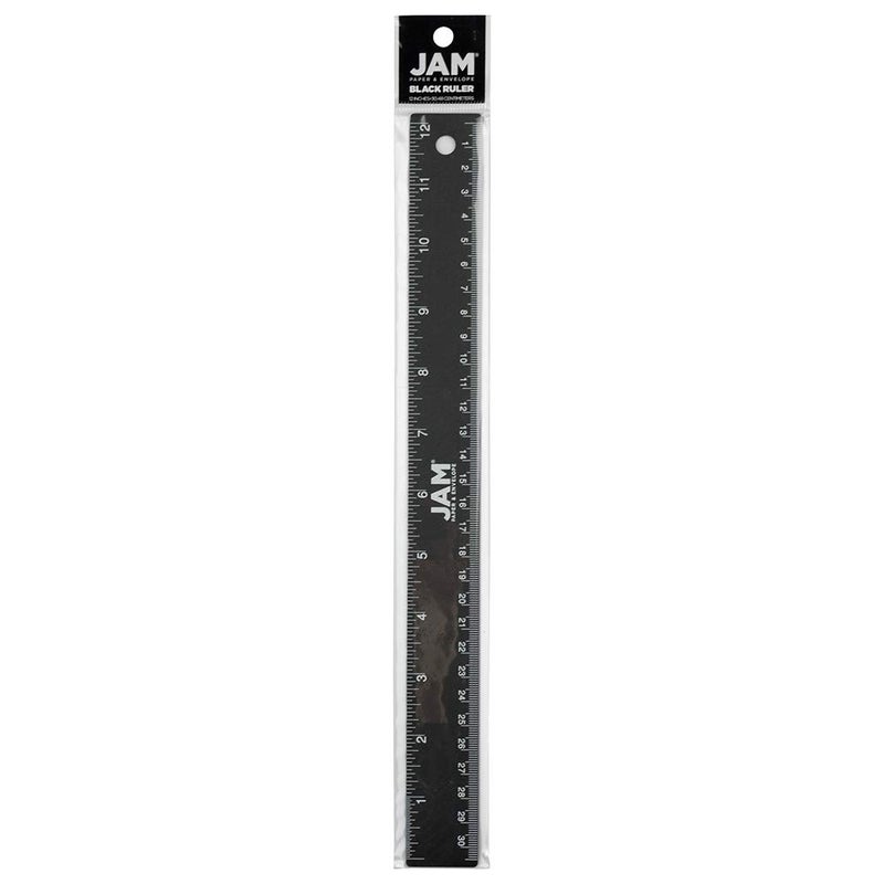 JAM PAPER Strong Aluminum Ruler - 12 Inch - Metal Ruler with Non-Skid Cork Backing - Black Metallic - Sold Individually - Image 5