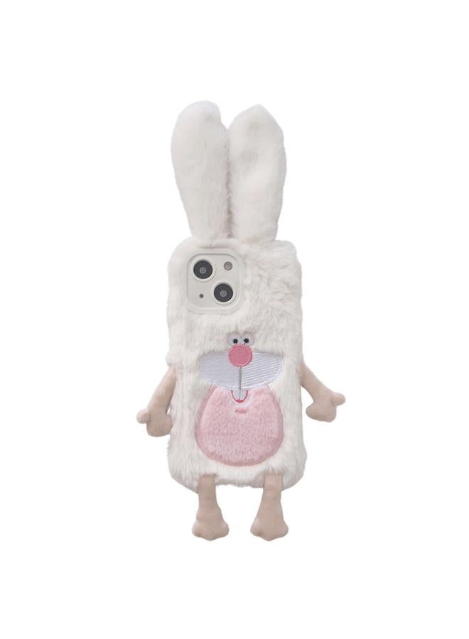 اس-توب جراب لهاتف iPhone 13، جراب هاتف TPU مخملي بتصميم أرنب ناتئ لطيف - Image 1