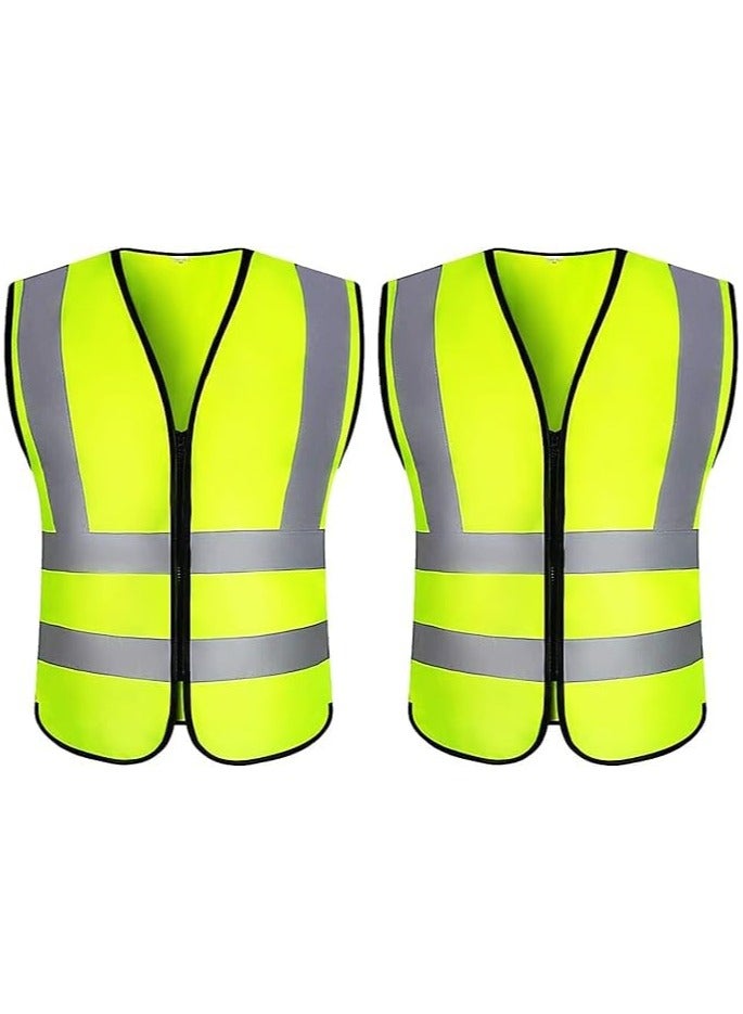 VINSTAR Reflective Safety Vest, High Visibility Breathable Day Night Warning Safety Jacket with Zipper and 360° Protection! (M) 2PK - Image 1
