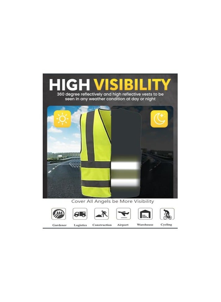 VINSTAR Reflective Safety Vest, High Visibility Breathable Day Night Warning Safety Jacket with Zipper and 360° Protection! (M) 2PK - Image 2