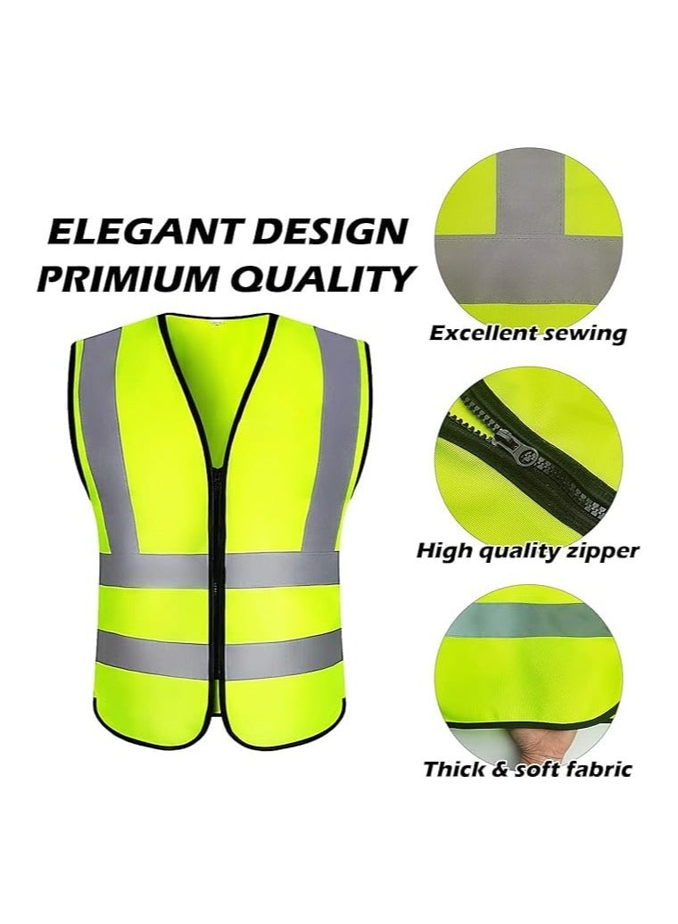 VINSTAR Reflective Safety Vest, High Visibility Breathable Day Night Warning Safety Jacket with Zipper and 360° Protection! (M) 2PK - Image 5