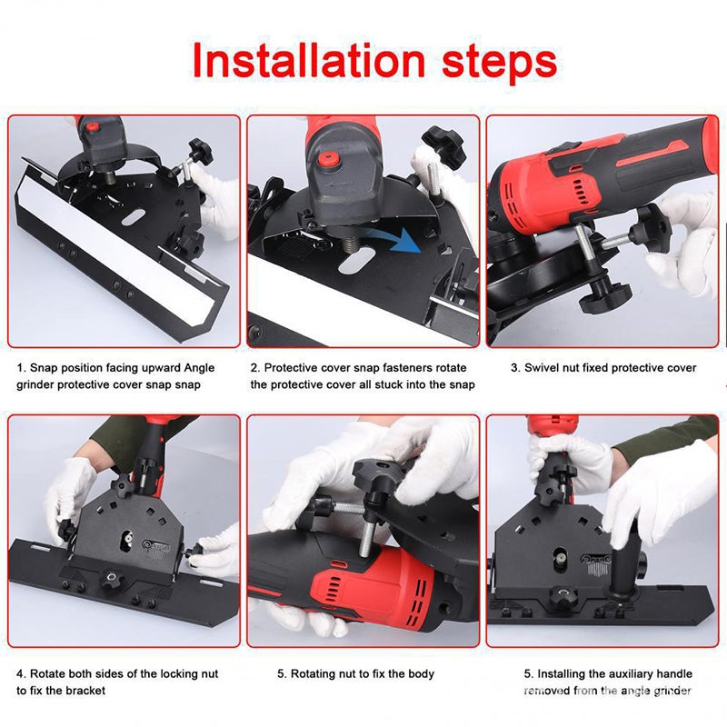 Aluminum Alloy 125 Type Angle Grinder Chamfer Bracket Screw Installation Multifunctional 45° Chamferer Utility Tool Red knob - Image 3