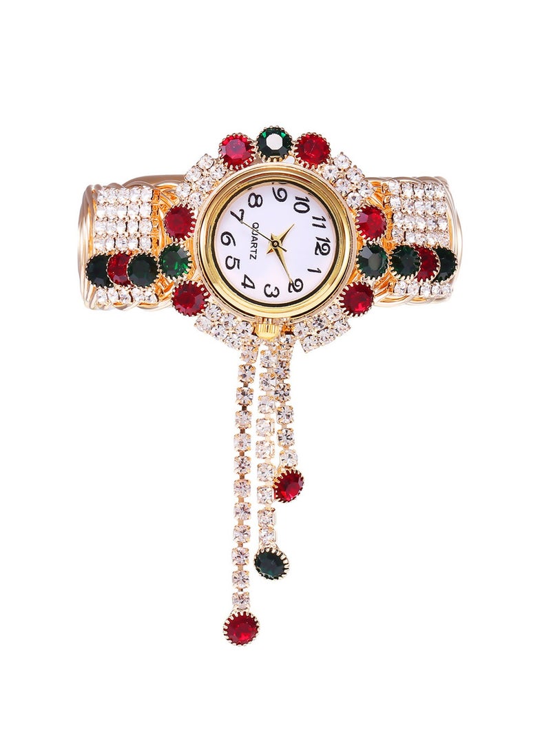 QUARTZ Women's Bangle Watch Quartz Shiny Gold Watch with Crystal Rhinestones Diamonds Wrist Jewelry Fashion Ladies Bracelet Watch Elegant Bracelet Wrist Watch  - Image 1