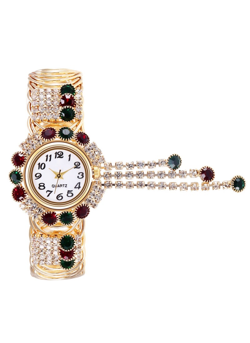 QUARTZ Women's Bangle Watch Quartz Shiny Gold Watch with Crystal Rhinestones Diamonds Wrist Jewelry Fashion Ladies Bracelet Watch Elegant Bracelet Wrist Watch  - Image 2