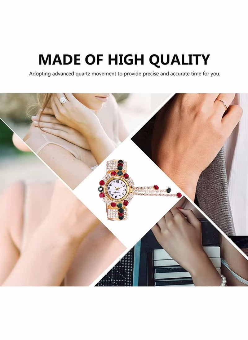 QUARTZ Women's Bangle Watch Quartz Shiny Gold Watch with Crystal Rhinestones Diamonds Wrist Jewelry Fashion Ladies Bracelet Watch Elegant Bracelet Wrist Watch  - Image 5