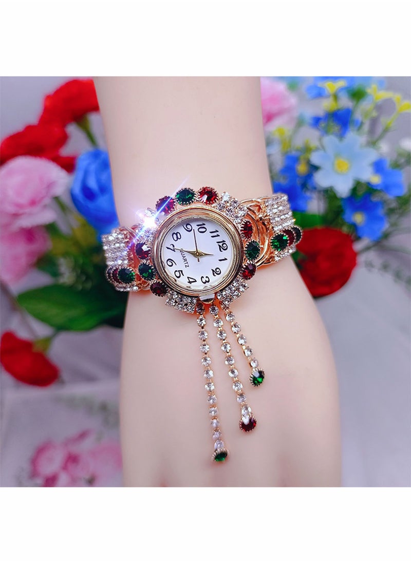 QUARTZ Women's Bangle Watch Quartz Shiny Gold Watch with Crystal Rhinestones Diamonds Wrist Jewelry Fashion Ladies Bracelet Watch Elegant Bracelet Wrist Watch  - Image 4