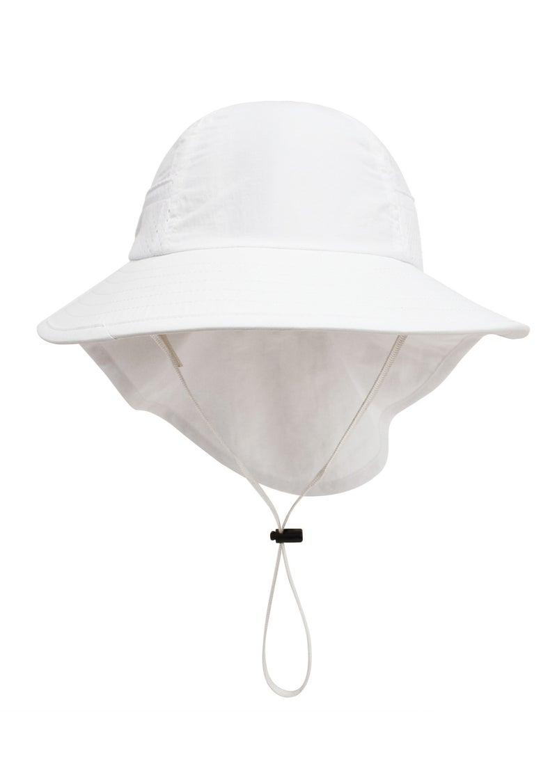 Baby Sun Protection Hat for Toddlers Boys Girls Sunhat Wide Brim Neck Flap Beach Play Hats.(white-L) - Image 3