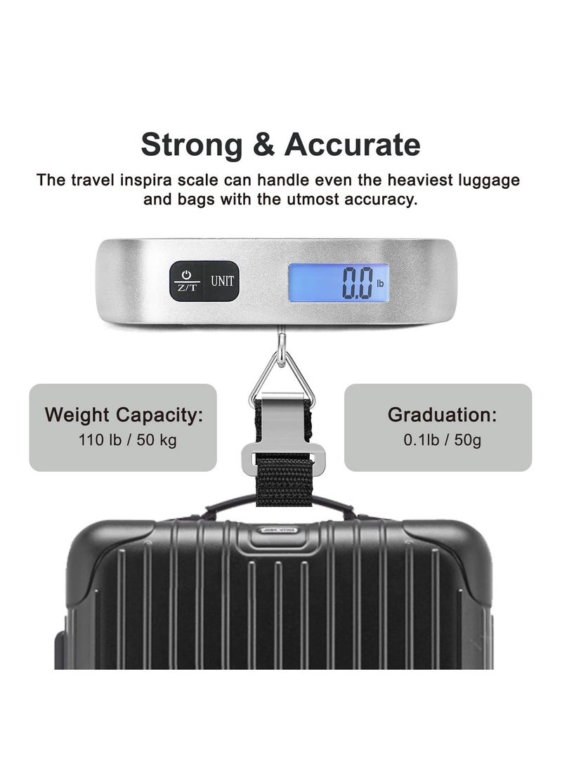 ELTRAZONE Luggage Scale, Portable Digital Hanging Baggage Scale for Travel – Suitcase Weight Scale with Rubber Paint – Measures up to 110 Pounds – Battery Included – Silver, 2 PCS, Easy-to-Use, Accurate Weight Measurement for Travel Bags, Luggage, and More - Image 3
