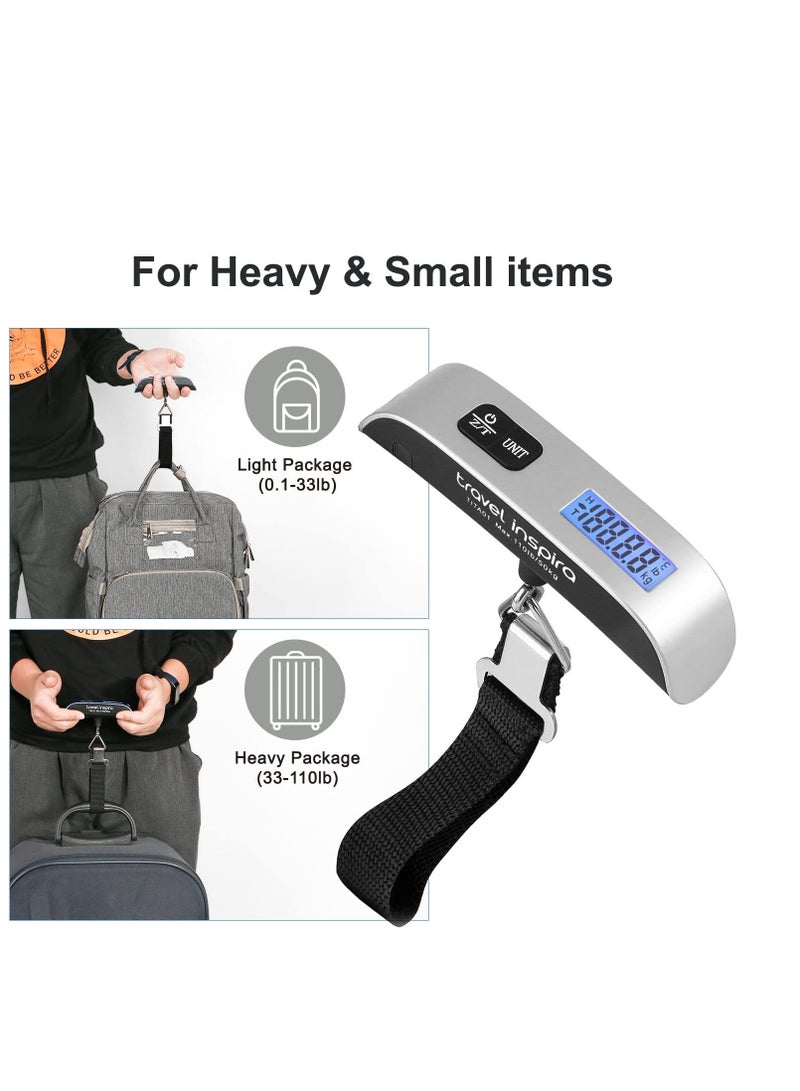 ELTRAZONE Luggage Scale, Portable Digital Hanging Baggage Scale for Travel – Suitcase Weight Scale with Rubber Paint – Measures up to 110 Pounds – Battery Included – Silver, 2 PCS, Easy-to-Use, Accurate Weight Measurement for Travel Bags, Luggage, and More - Image 5