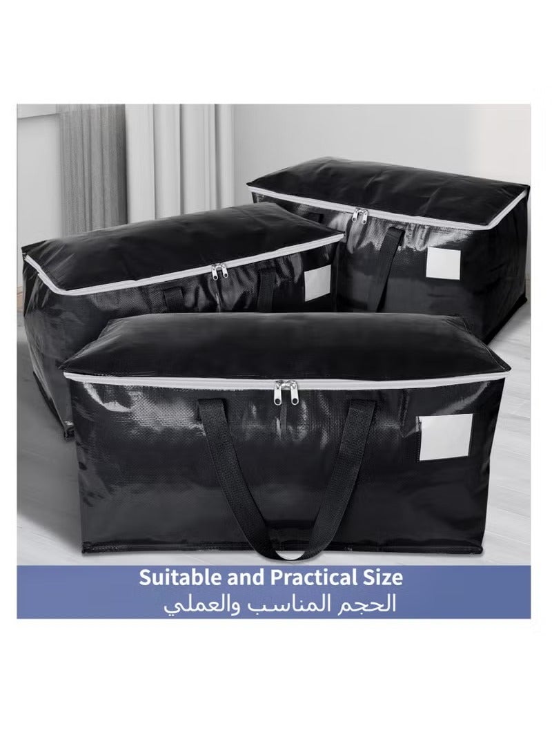 Anmi Anmi 8 Pack Moving Bags, Heavy Duty Moving Boxes with Zippers Top and Sturdy Handles, Storage Bags for Space Saving and Packing, Storage Totes (93L, Black)  - Image 3