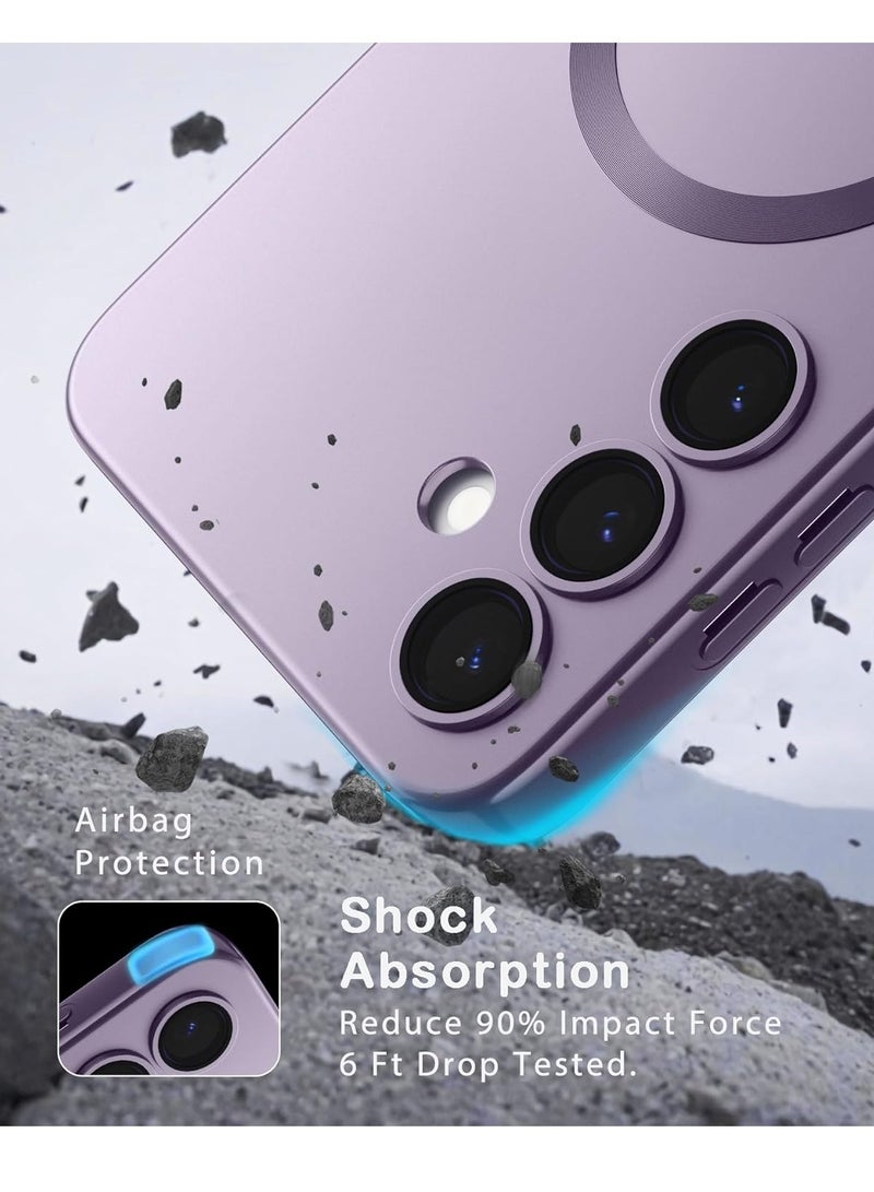 BORTONY Samsung Galaxy S24 Plus 5G Magnetic Case Cover Luxury Metallic Paint Silicone Phone Case Full Camera Lens Protector Shockproof Cover for Samsung Galaxy S24 Plus 5G - Image 4