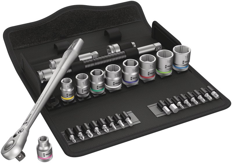 Wera 05004048001 8100 Sb 8 Zyklop Metal Ratchet Set With Switch Lever 3/8"" Drive Metric 29 Pieces 4013288173928