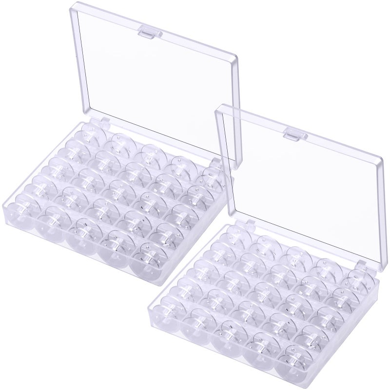 Eoehro 50 Pcs bobbins for Sewing Machine- Eoehro, Sa156 Bobbins, Bobbins Class 15, Sewing Accessories, Plastic Bobbin with Case(2 Box) - Image 1