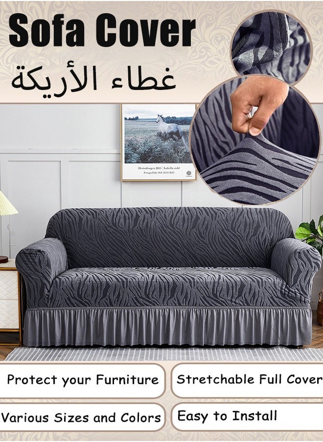 Optico - Elastic Couch Cover with Skirt,Stretch Sofa Slipcover Furniture Protector Washable Soft Sofa Cover for Living Room Elastic Fabric Sofa Cover with Skirt, For Living Room Bed Room For 1/2/3/seater sofa - Image 1