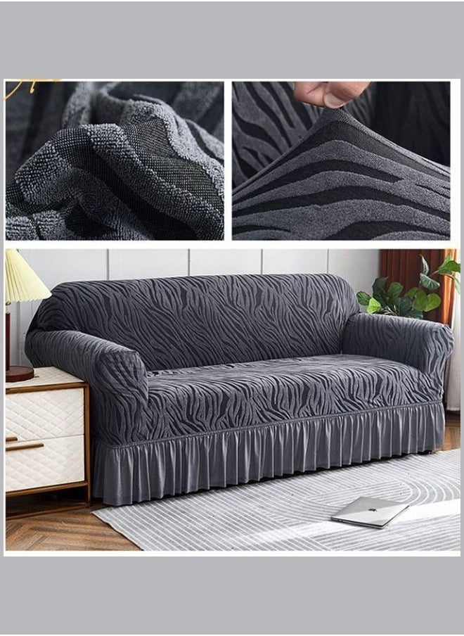 Optico - Elastic Couch Cover with Skirt,Stretch Sofa Slipcover Furniture Protector Washable Soft Sofa Cover for Living Room Elastic Fabric Sofa Cover with Skirt, For Living Room Bed Room For 1/2/3/seater sofa - Image 1