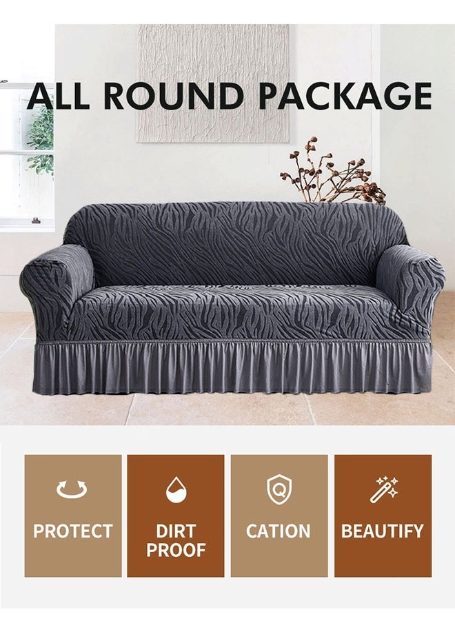 Optico - Elastic Couch Cover with Skirt,Stretch Sofa Slipcover Furniture Protector Washable Soft Sofa Cover for Living Room Elastic Fabric Sofa Cover with Skirt, For Living Room Bed Room For 1/2/3/seater sofa - Image 1