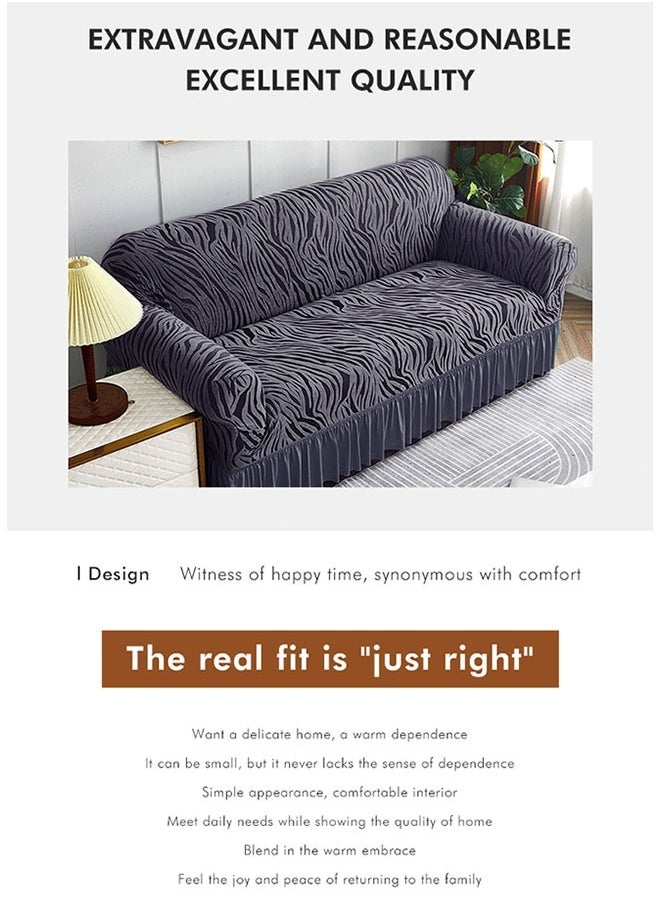 Optico - Elastic Couch Cover with Skirt,Stretch Sofa Slipcover Furniture Protector Washable Soft Sofa Cover for Living Room Elastic Fabric Sofa Cover with Skirt, For Living Room Bed Room For 1/2/3/seater sofa - Image 1