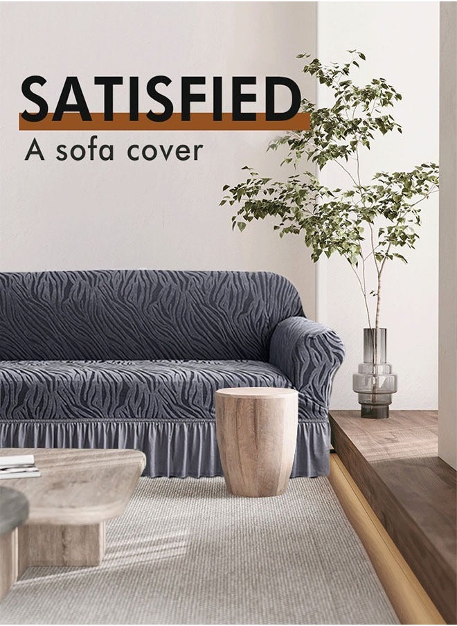 Optico - Elastic Couch Cover with Skirt,Stretch Sofa Slipcover Furniture Protector Washable Soft Sofa Cover for Living Room Elastic Fabric Sofa Cover with Skirt, For Living Room Bed Room For 1/2/3/seater sofa - Image 1
