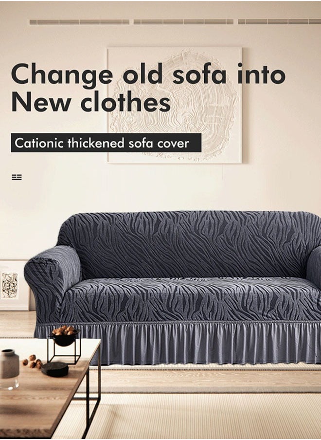 Optico - Elastic Couch Cover with Skirt,Stretch Sofa Slipcover Furniture Protector Washable Soft Sofa Cover for Living Room Elastic Fabric Sofa Cover with Skirt, For Living Room Bed Room For 1/2/3/seater sofa - Image 1