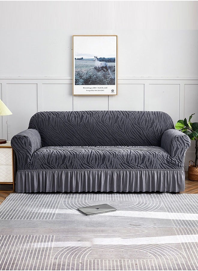Optico - Elastic Couch Cover with Skirt,Stretch Sofa Slipcover Furniture Protector Washable Soft Sofa Cover for Living Room Elastic Fabric Sofa Cover with Skirt, For Living Room Bed Room For 1/2/3/seater sofa - Image 1