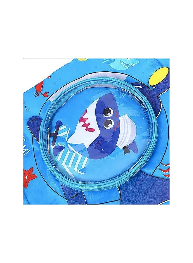 PROMASS Dry Wet Separated Swim Bags, Backpack Bag Waterproof Beach Pack With Shoe Compartment, Kid Swim Shark Drawstring Bag For Boys Teener Camping Hiking Swimming (Blue) - Image 2