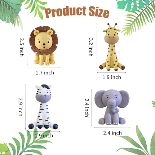 LEFUBABY Safari Animal Cake Toppers Jungle Wild Cake Decorations with Lion Giraffe Elephant Zebra for Wild Animals Themed Birthday Cake Decorations - Image 2
