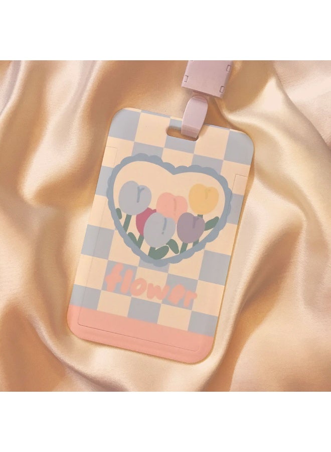 NIBEMINENT 1 - Piece Tulip Kpop Photo Card Holder Pendant Key Chain ID Badge Holder ID Card Holder Photo Card Protector for School ID Office ID Access Card for Women Girls