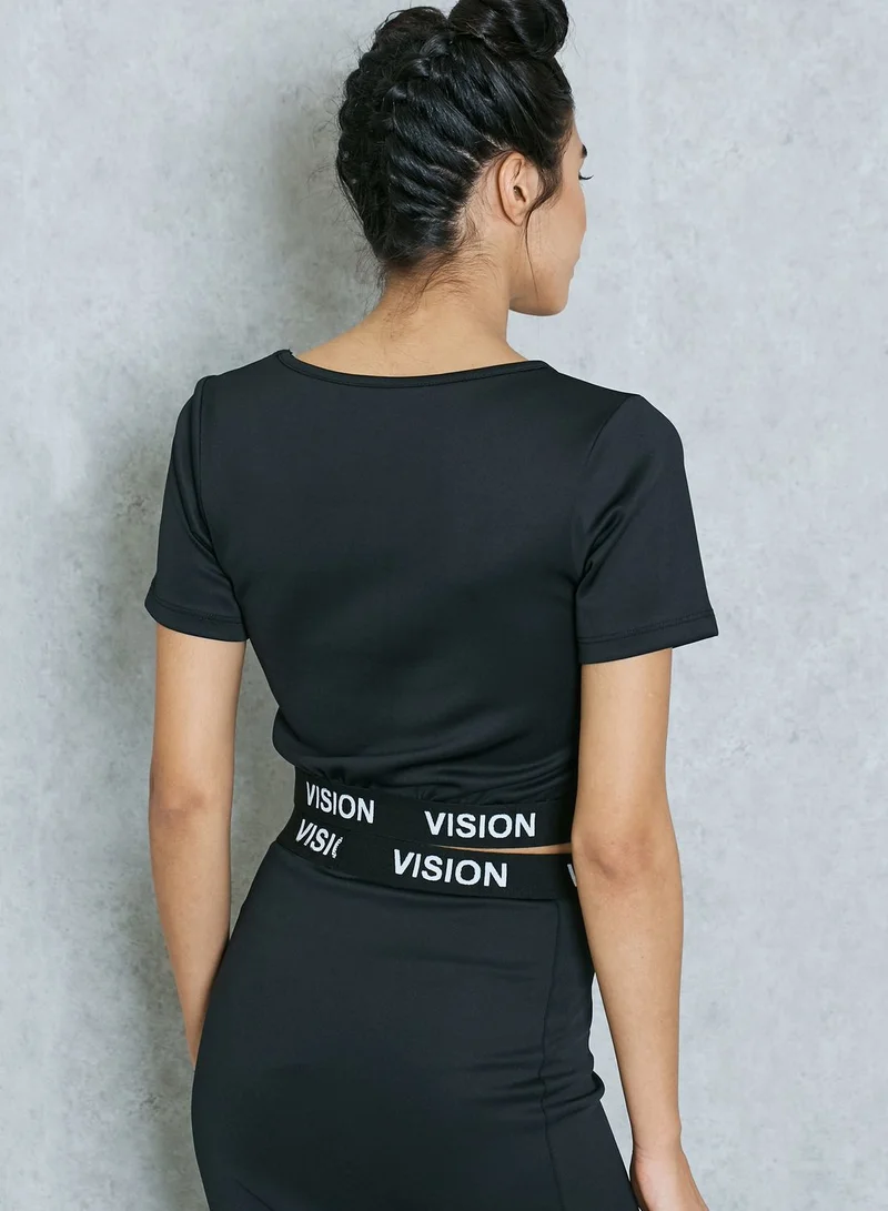 Vision streetwear Logo Band Crop T-Shirt