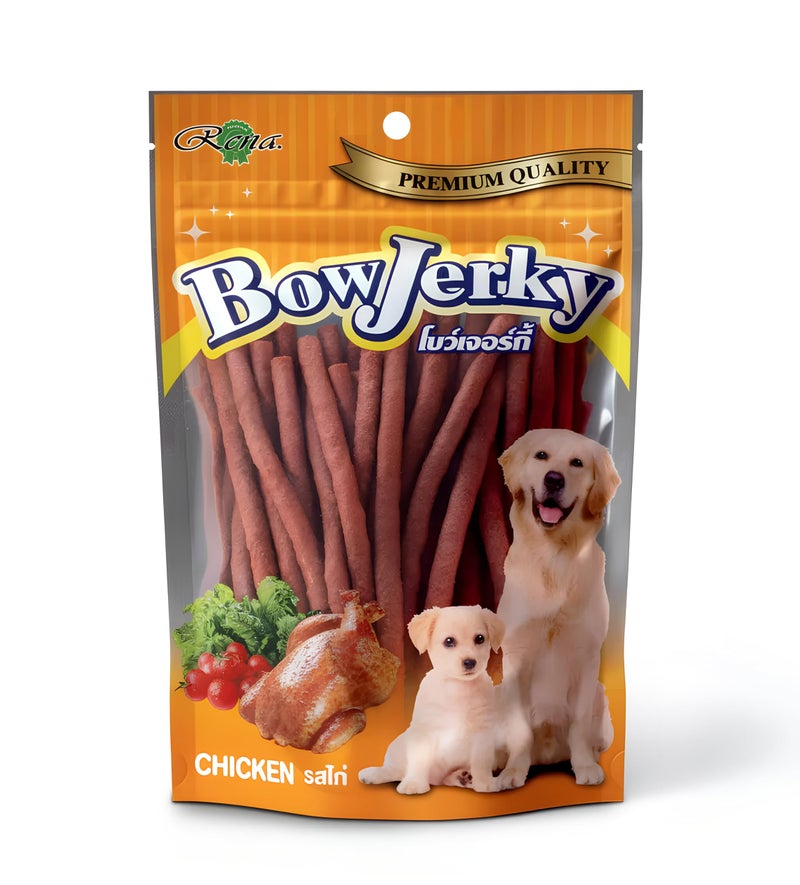 Bow Jerky Rena Bow Jerky Dog Treats Chicken Sticks 200g, High Protein Dog Treats for Training & Reward, Healthy Chewy Snacks for Puppies Adult & Senior Dogs, Soft & Digestible Pet Treats - Image 1