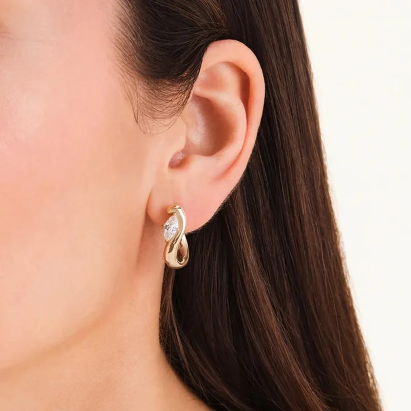 Rosefield  Rosefield Marquise Wave Hoops Gold - JEMWG-J1299 for Women | Best Price UAE