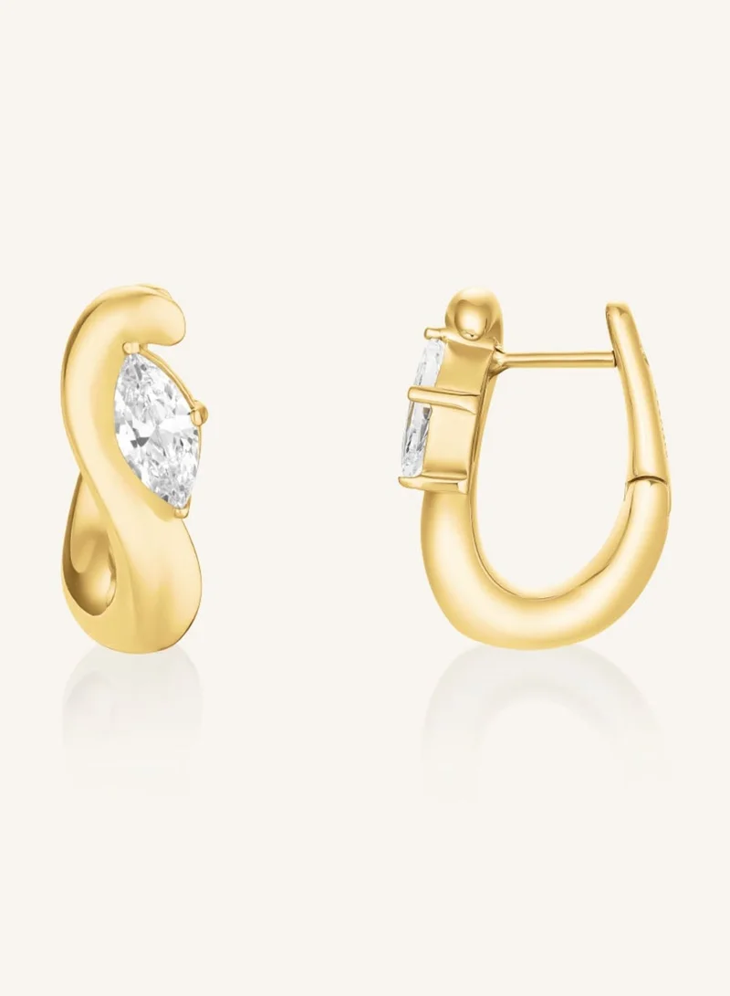Rosefield  Marquise Wave Hoop Earrings, Gold Plated for Women | Best Price UAE