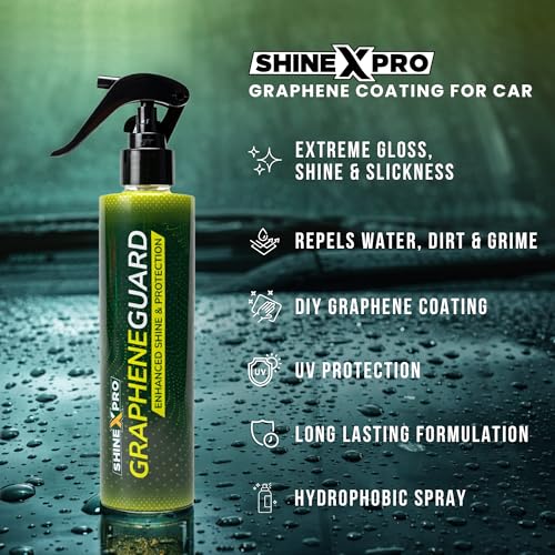 ShineXPro Graphene Coating for Car 250 ml - Easy to Apply Hydrophobic Spray with Extreme Gloss, Slickness & UV Protection - DIY Graphene Coating more durable than Car Polish, Wax & Ceramic Coating - Image 2