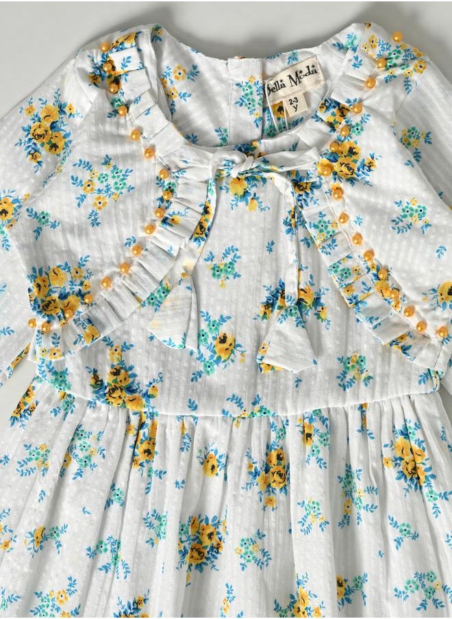 BELLA MODA - All-Over Floral Print Round Neck Fit and Flare Dress by Styli - Image 1