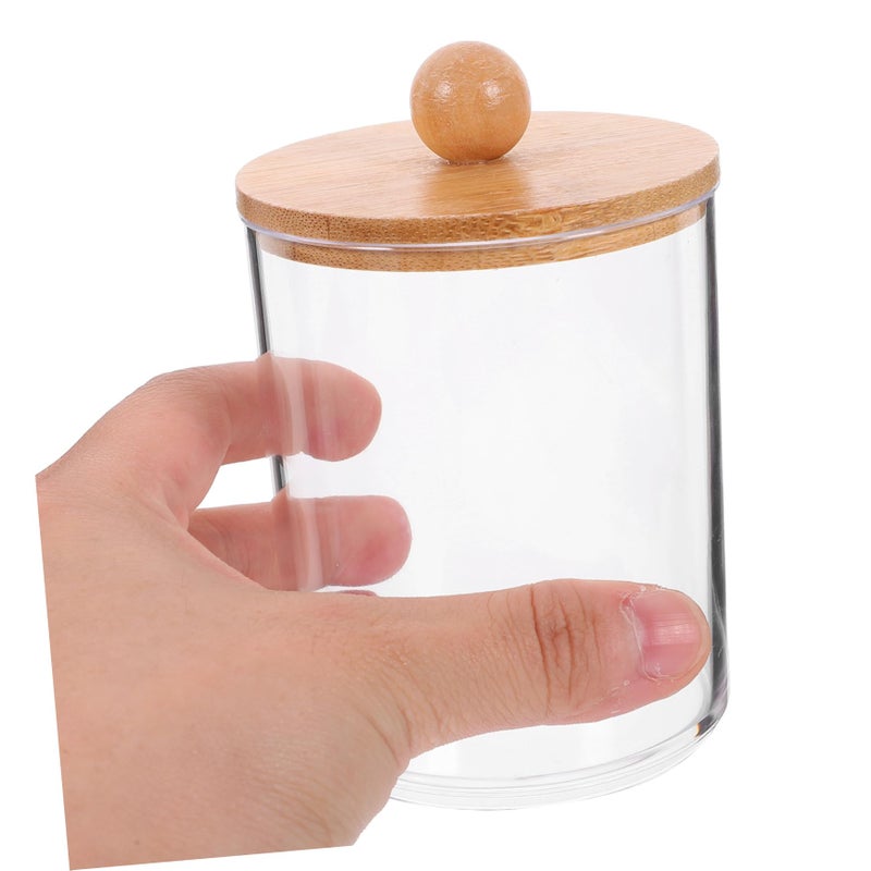 Cotton Swab Dispenser Jar Organizer For Bathroom Multifunctional With Lid White - Image 3